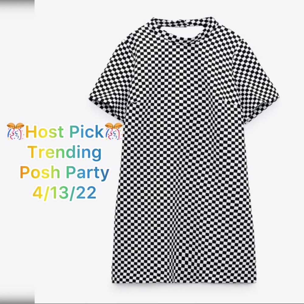 ZARA BLACK & WHITE CHECK SHORT DRESS